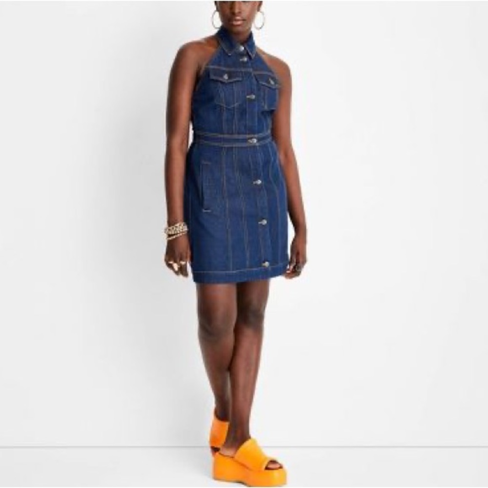 Future Collective™ with Alani Noelle, Blue Collared Denim Mini Dress - Picture 3 of 4